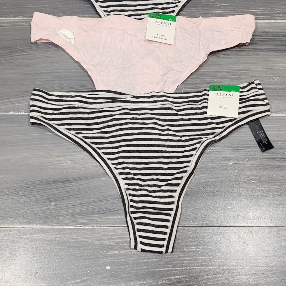 Alfani Intimates Thong Panties Underwear 3 Pair Size Large - Picture 2 of 8